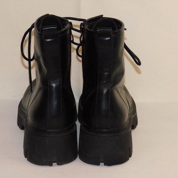 Nasty Gal Lace Up Black Combat Moto Boots Size 7 - Picture 5 of 12